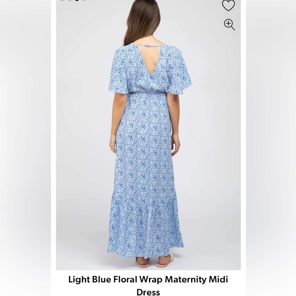 MATERNITY AND POST PARTUM WRAP DRESS BLUE FLORAL PRINT V BACK AND TRUE WRAP - Picture 4 of 15